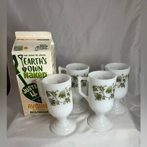 4-Federal Glass, Irish coffee milk glass mugs.